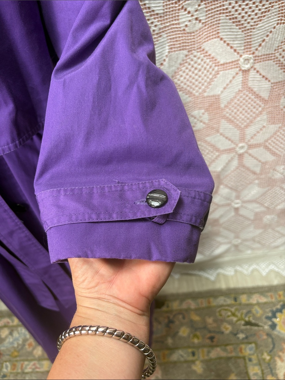 Vintage Northern Climate Purple Trench Coat Size 10 - Picture 6 of 16